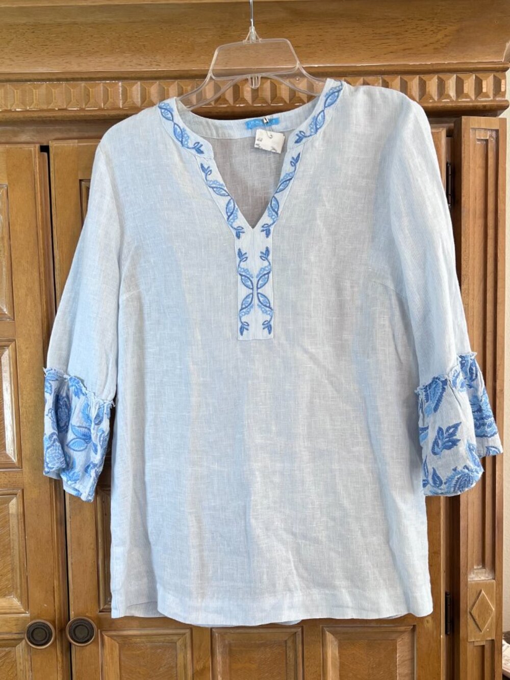 J. Mclaughlin Womens Cotton Embroidered Beach Resort 3/4 Sleeve V Neck Tunic S - Picture 5 of 5